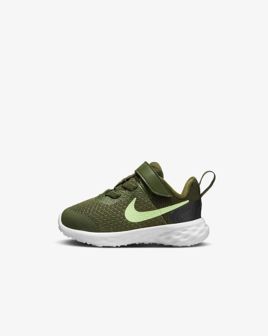 Nike Revolution 6 Baby Toddler Shoes for Boys & Girls - Rough Green/Black/Orange/Volt