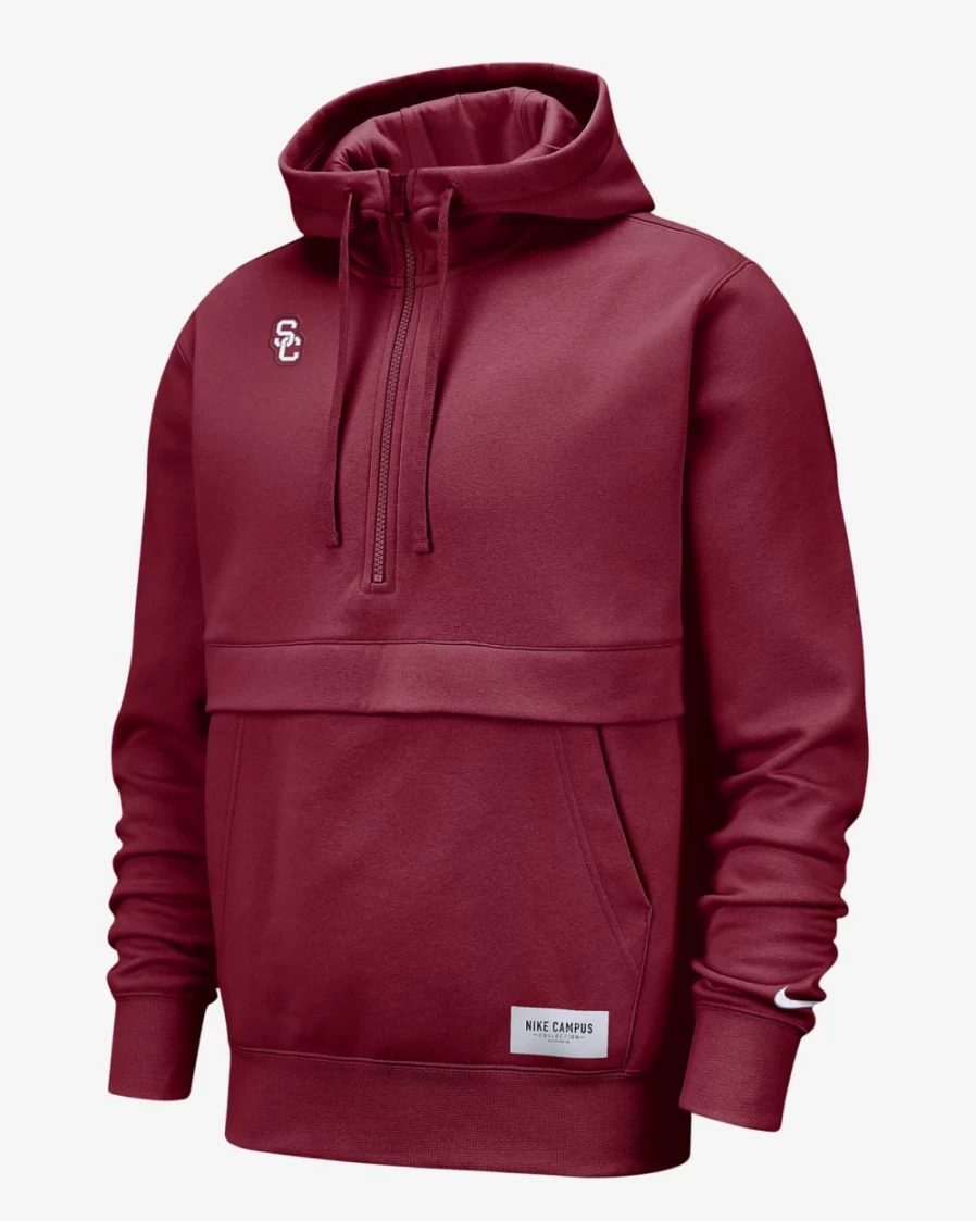 Nike USC Trojans Men's Team Crimson/White 1/2-Zip Pullover Hoodie Sweatshirt