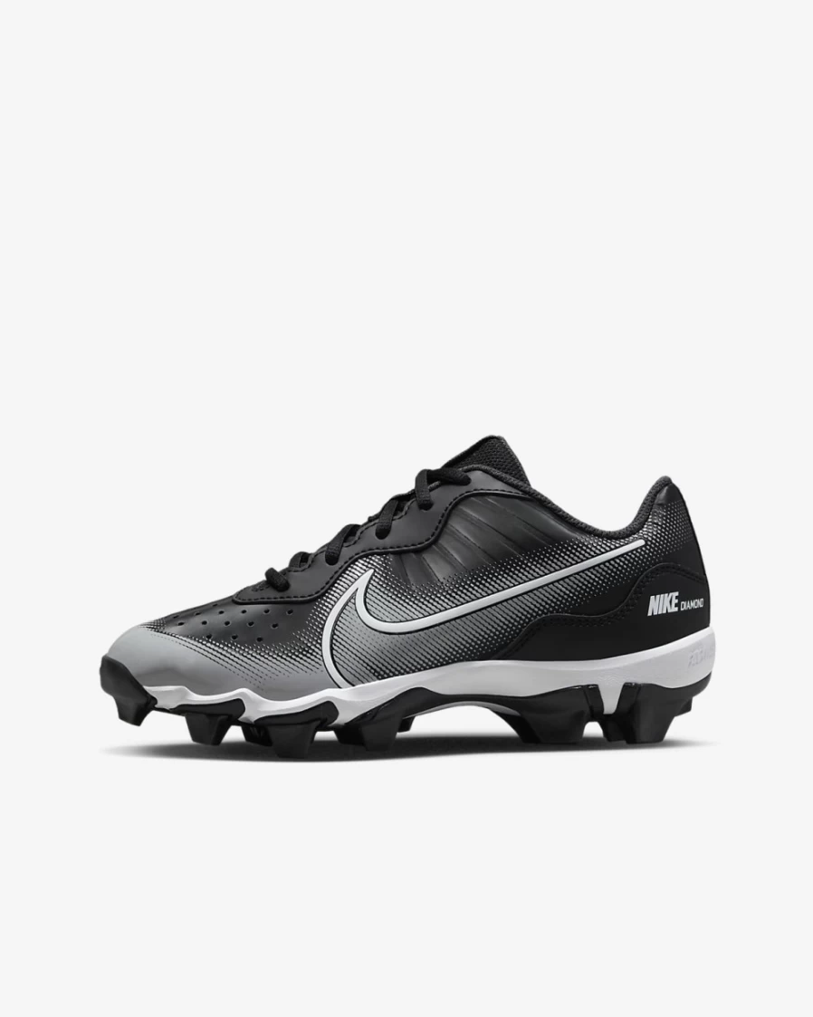 Nike Alpha Huarache 4 Keystone Kids' Baseball Cleats for Boys & Girls - Black/Dark Smoke Grey/Light Smoke Grey/White