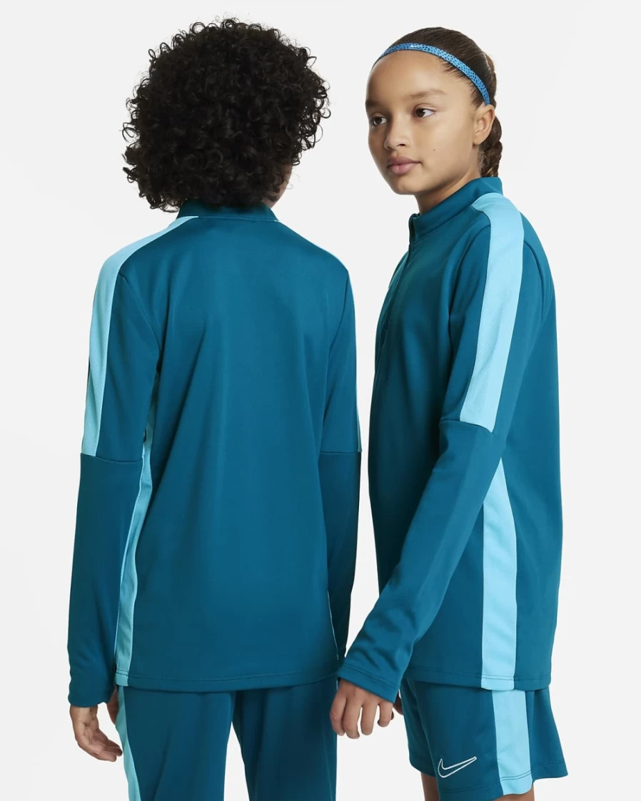 Nike Dri-FIT Academy23 Big Kids' Soccer Drill Top - Green Abyss/Baltic Blue/White - Boys & Girls Training Shirt