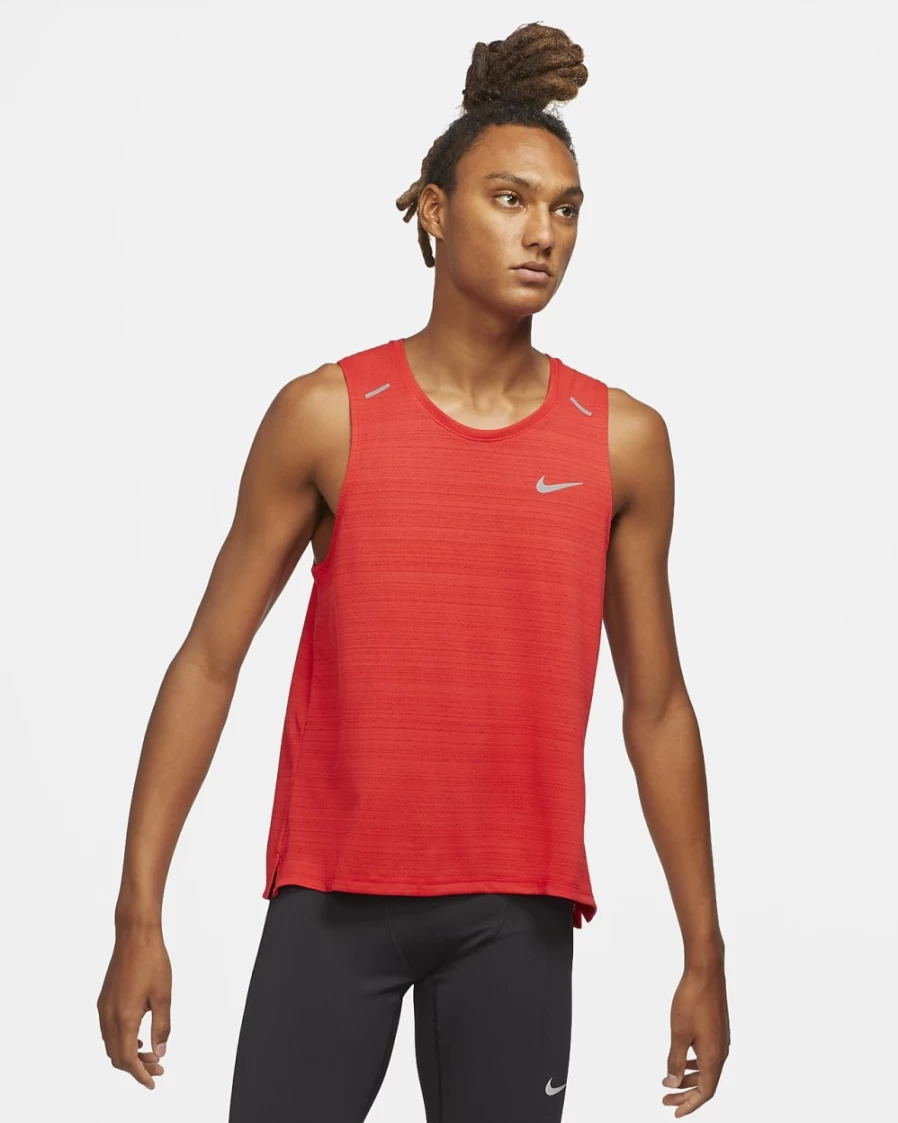 Nike Dri-FIT Miler Men's Running Tank Top - Breathable Quick-Dry Performance Shirt for Running & Training - University Red