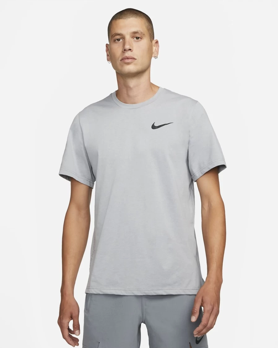 Nike Pro Dri-FIT Men's Training Short-Sleeve T-Shirt - Particle Grey/Black - Moisture-Wicking Performance Top