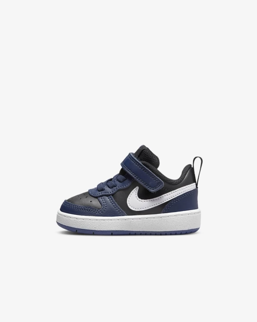 Nike Court Borough Low 2 Baby Toddler Shoes for Boys & Girls - Midnight Navy, Black, Dark Purple Dust, White