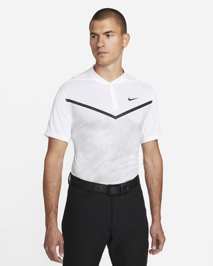 Nike Dri-FIT ADV Tiger Woods Men's Golf Polo Shirt - White/Black, Moisture-Wicking, Performance Fit