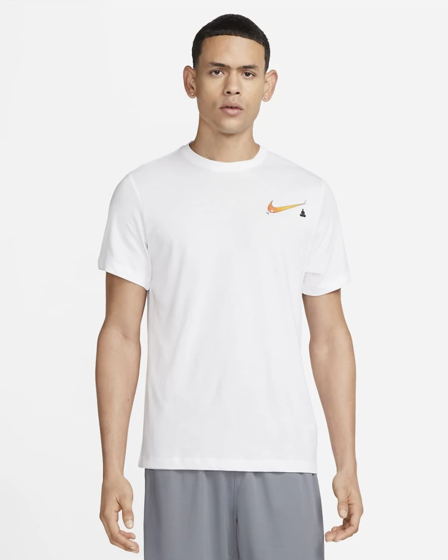 Nike Men's Dri-FIT Yoga T-Shirt - White Moisture-Wicking Workout Top