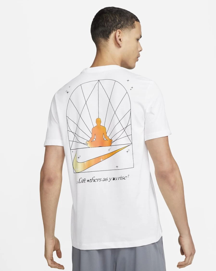 Nike Men's Dri-FIT Yoga T-Shirt - White Moisture-Wicking Workout Top