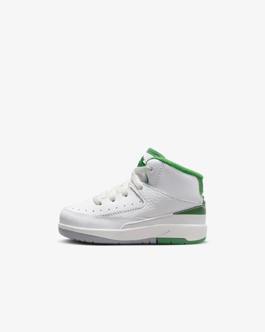 Nike Jordan 2 Retro Baby Toddler Shoes for Boys & Girls - White/Sail/Light Steel Grey/Lucky Green
