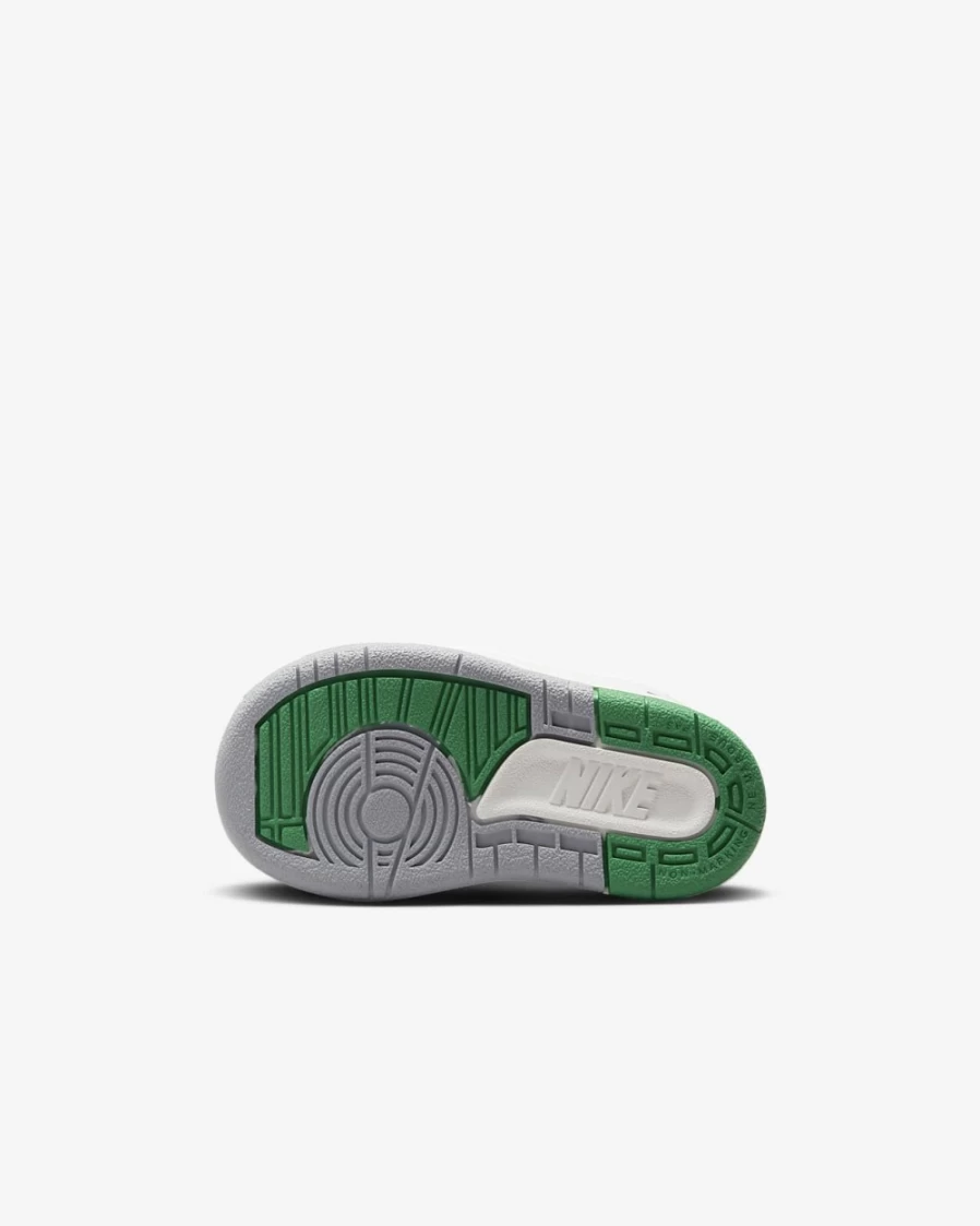 Nike Jordan 2 Retro Baby Toddler Shoes for Boys & Girls - White/Sail/Light Steel Grey/Lucky Green