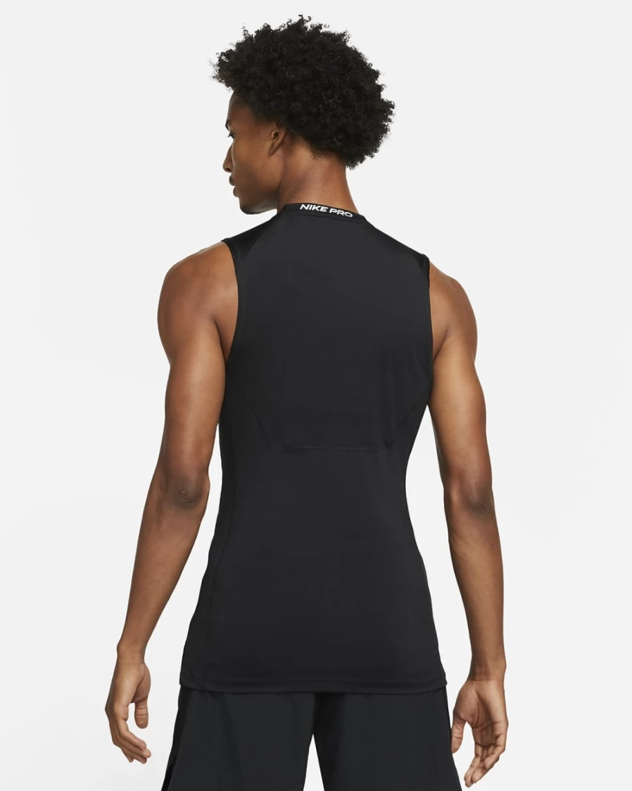 Nike Pro Dri-FIT Men's Tight Fit Sleeveless Top - Black/White - Moisture-Wicking Workout Shirt
