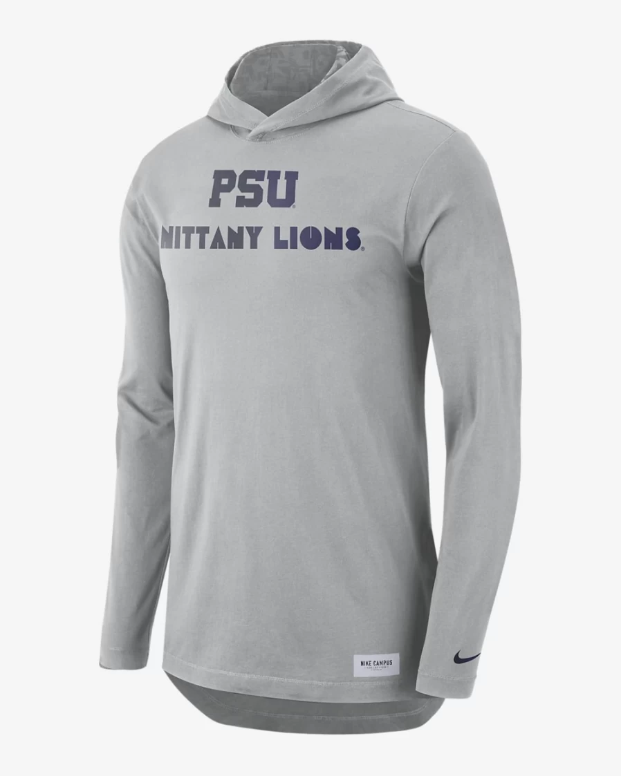 Nike Men's Dri-FIT Long-Sleeve Hooded T-Shirt - Penn State, Flat Silver