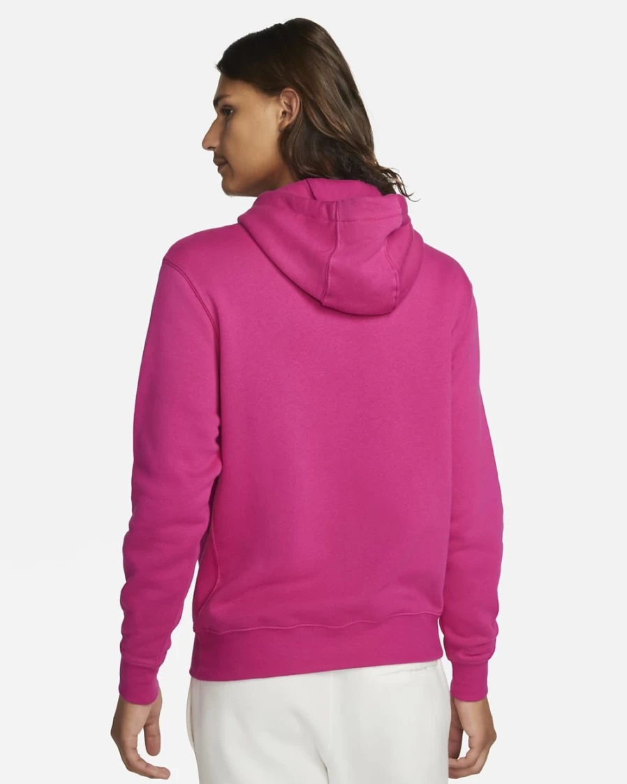 Nike Men's Club Fleece Pullover Hoodie - Active Pink & White Comfort Fit Sweatshirt
