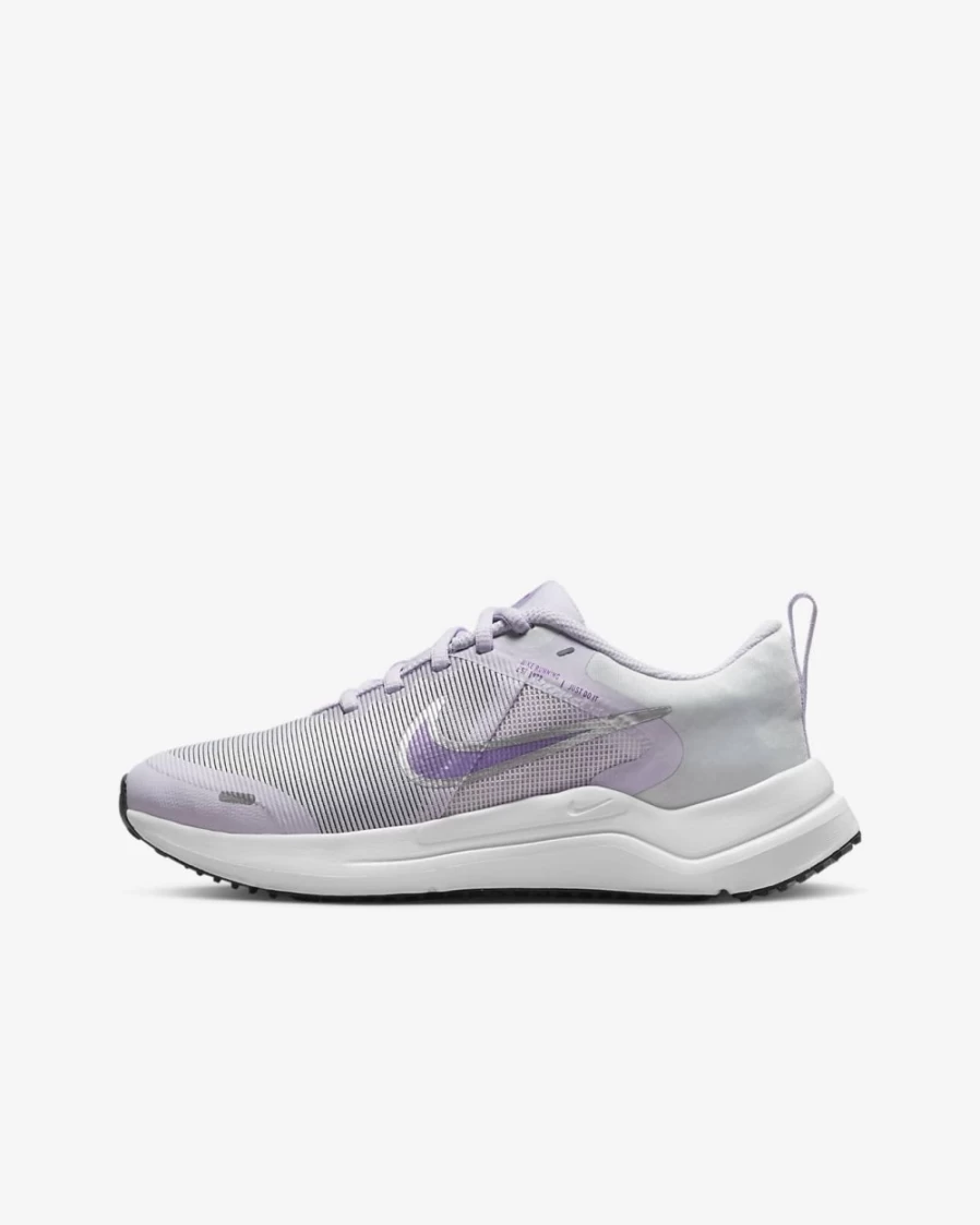 Nike Downshifter 12 Big Kids' Road Running Shoes for Boys & Girls - Violet Frost/Pure Platinum/Vivid Purple/Metallic Silver