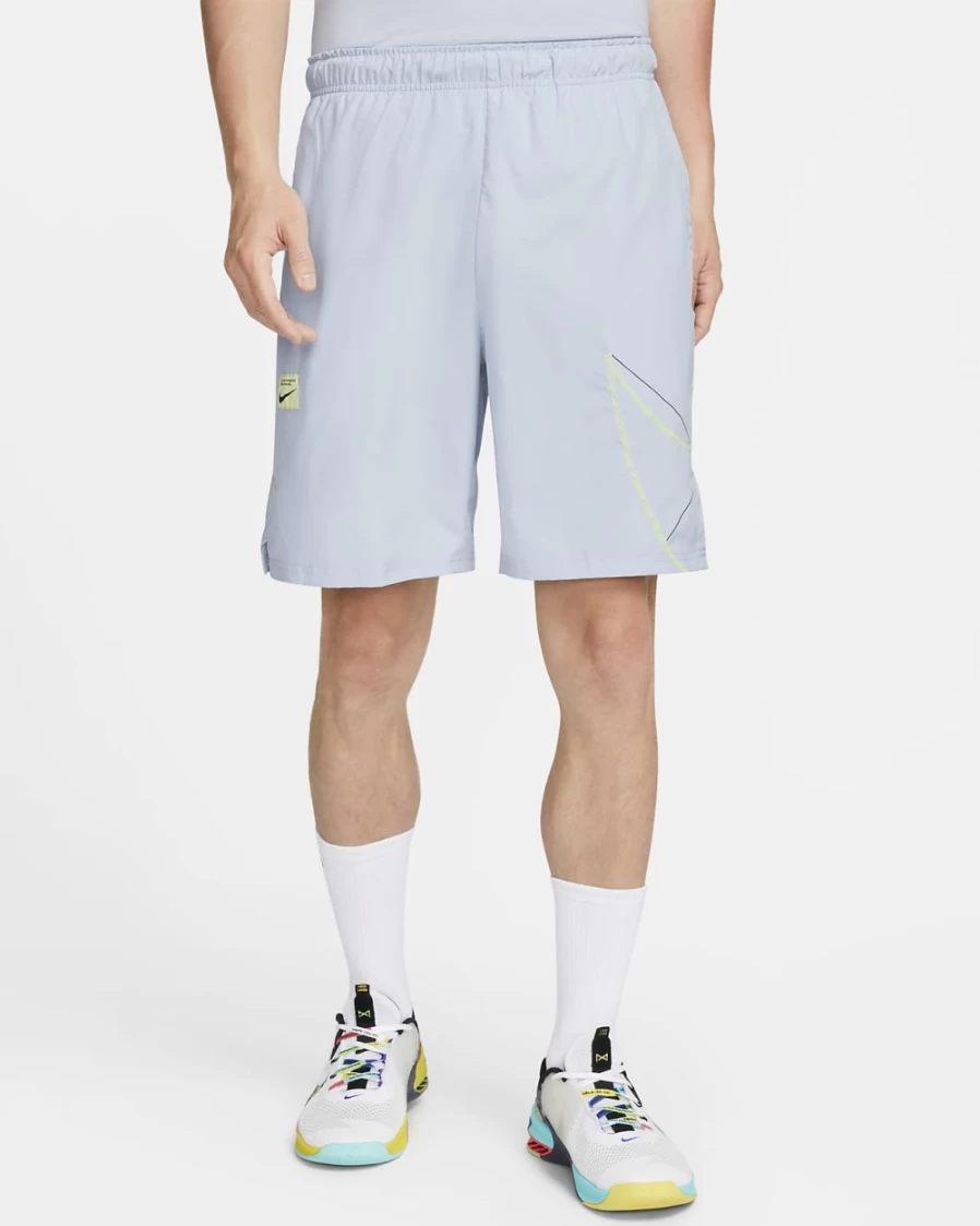 Nike Dri-FIT Flex Men's 9" Woven Fitness Shorts - Blue Whisper/Lemon Chiffon - Breathable Quick-Dry Workout Shorts for Men