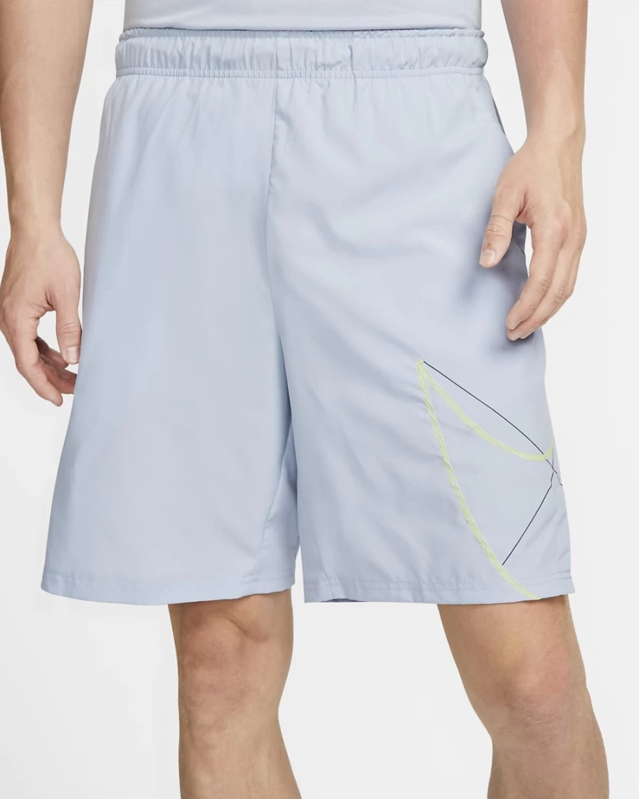 Nike Dri-FIT Flex Men's 9" Woven Fitness Shorts - Blue Whisper/Lemon Chiffon - Breathable Quick-Dry Workout Shorts for Men