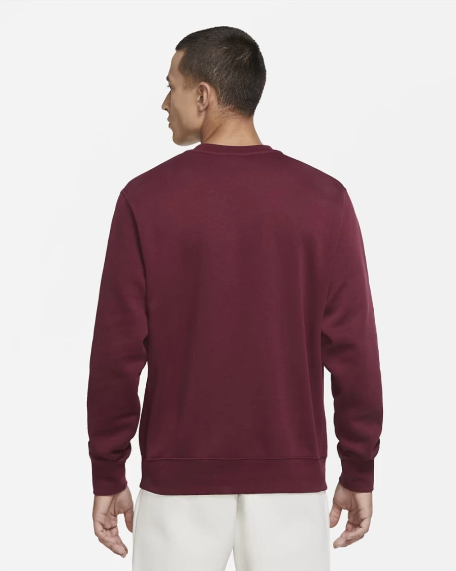 Nike Men's Club Fleece Crew Sweatshirt - Dark Beetroot/White