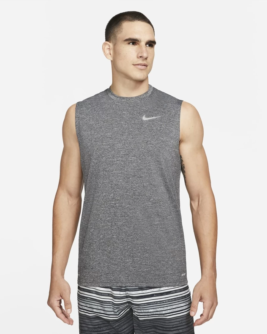 Nike Men's Black Hydroguard Sleeveless Swim Shirt - Quick-Dry UV Protection Top