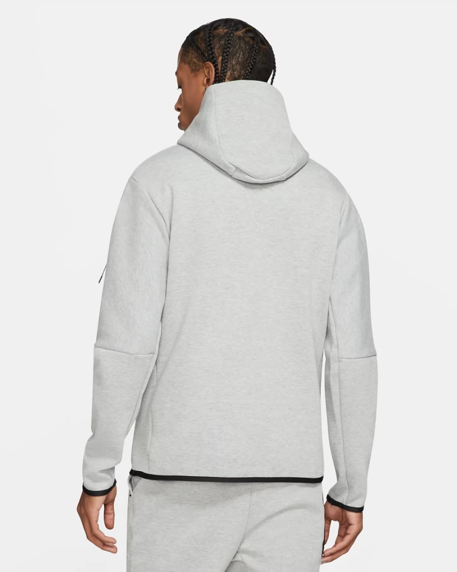 Nike Men's Dark Grey Heather Tech Fleece Pullover Hoodie - Sportswear Essentials