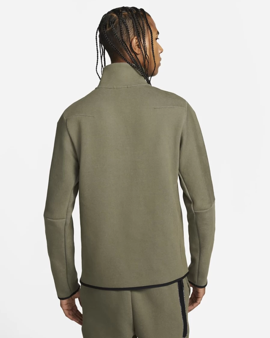 Nike Men's Tech Fleece 1/2-Zip Pullover Hoodie - Medium Olive/Heather, Sportswear Top
