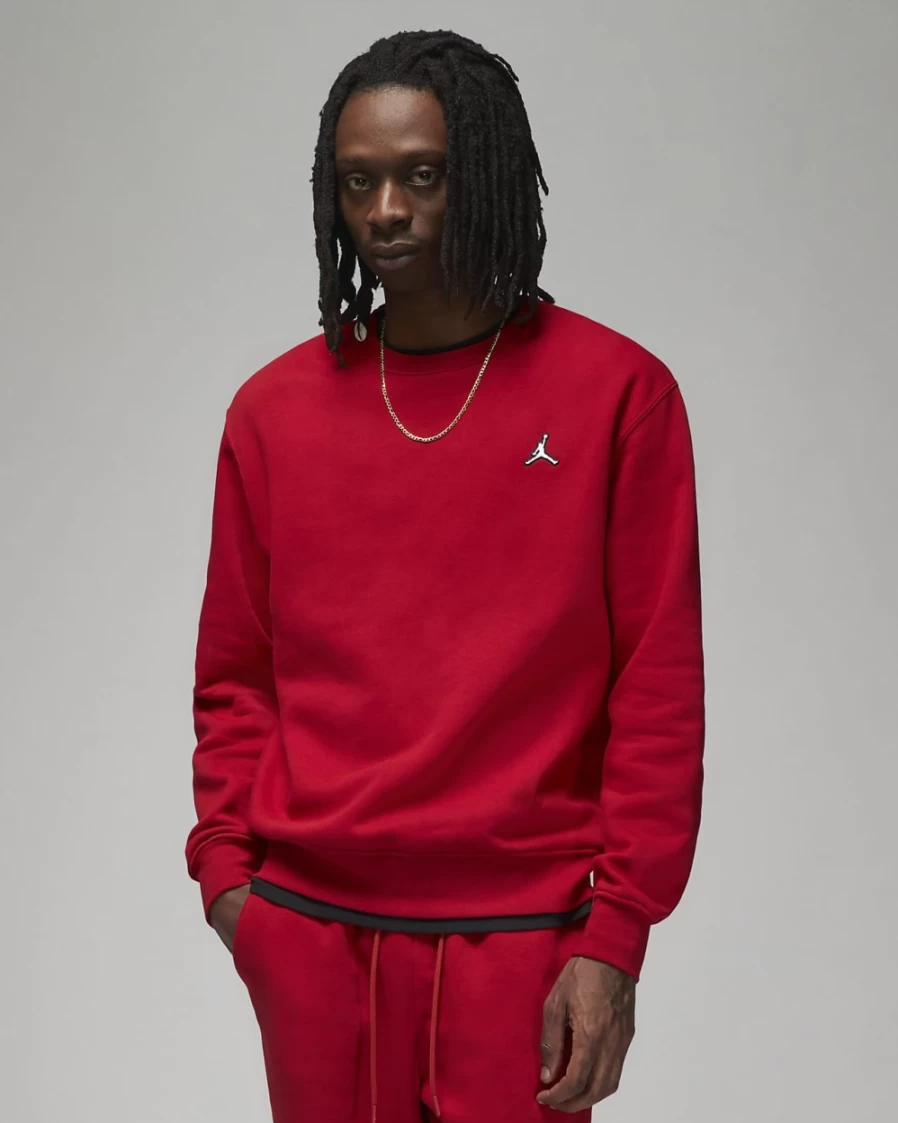 Nike Jordan Brooklyn Fleece Men's Crew-Neck Sweatshirt - Gym Red/White