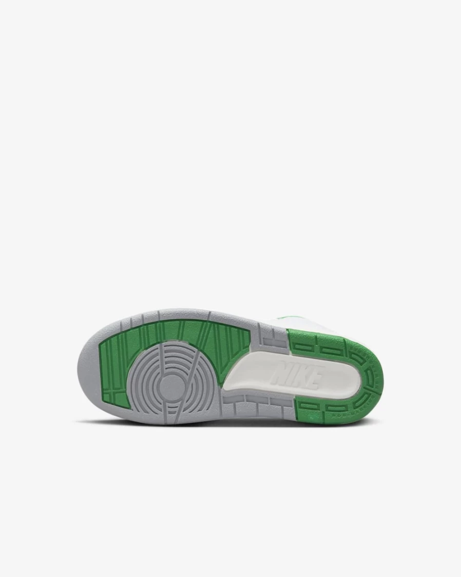 Nike Jordan 2 Retro Kids' Shoes - White/Sail/Light Steel Grey/Lucky Green for Boys and Girls