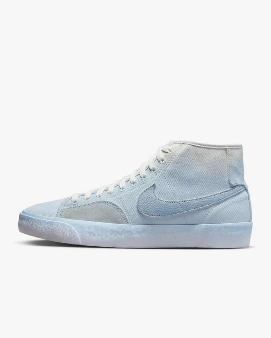 Nike SB Blazer Court Mid PRM Skate Shoes for Men - Celestine Blue & White Basketball Sneakers