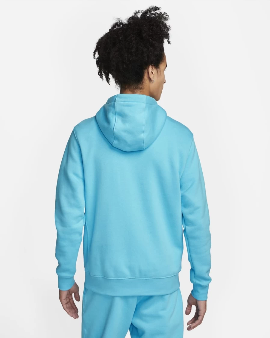 Nike Club Fleece Pullover Hoodie for Men - Baltic Blue & White Comfort Fit Sweatshirt