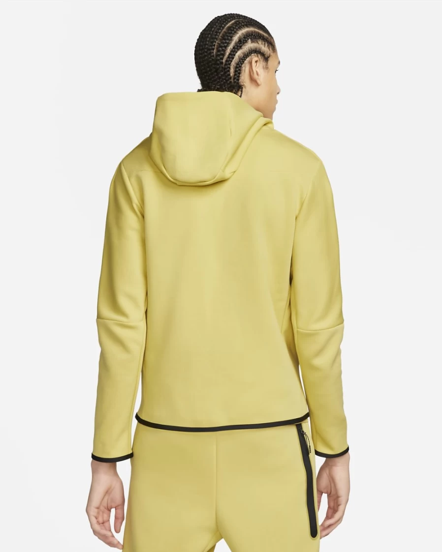 Nike Men's Tech Fleece Full-Zip Hoodie - Saturn Gold/Black | Lightweight & Comfortable Sportswear