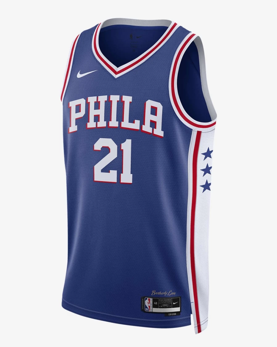 Nike Men's Philadelphia 76ers Icon Edition 2022/23 NBA Swingman Jersey - Rush Blue Dri-FIT