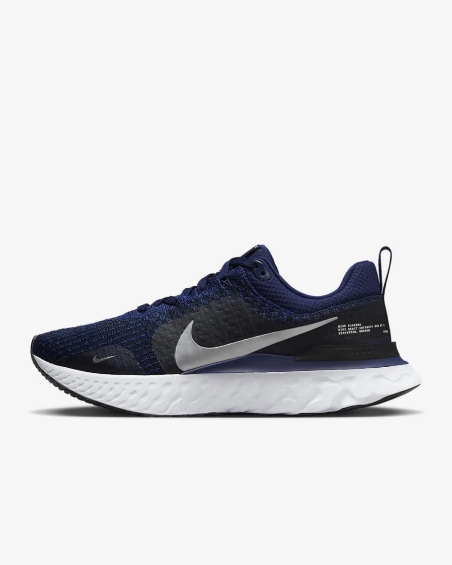 Nike React Infinity 3 Men's Road Running Shoes - College Navy/Midnight Navy/Black/Metallic Silver
