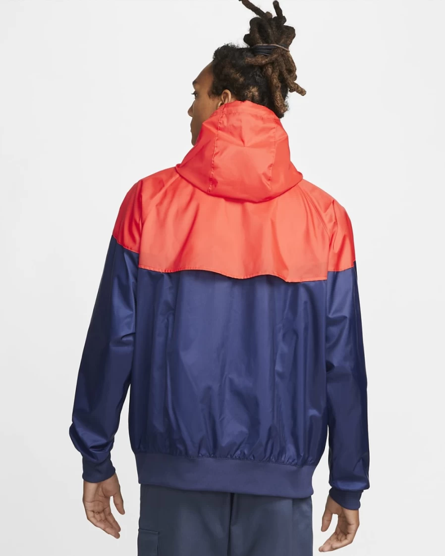 Nike Men's Sportswear Windrunner Hooded Jacket - Midnight Navy/Light Crimson Athletic Running Pullover