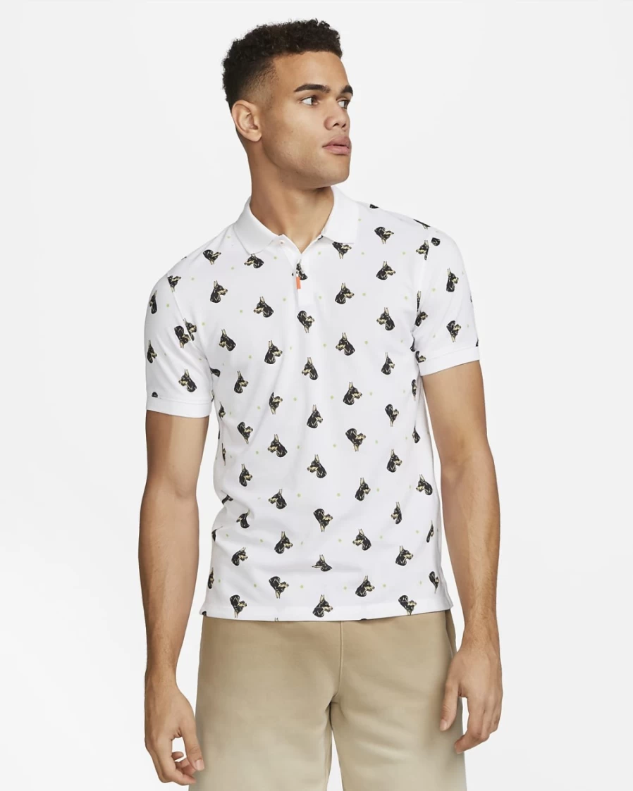 Nike Men's Slim-Fit Printed Polo Shirt in White