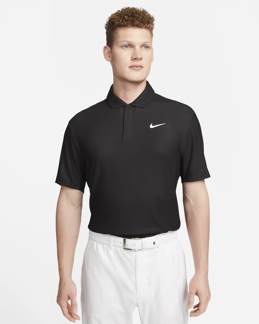 Nike Dri-FIT Tiger Woods Men's Black Golf Polo Shirt - Moisture-Wicking Performance Tee for Men
