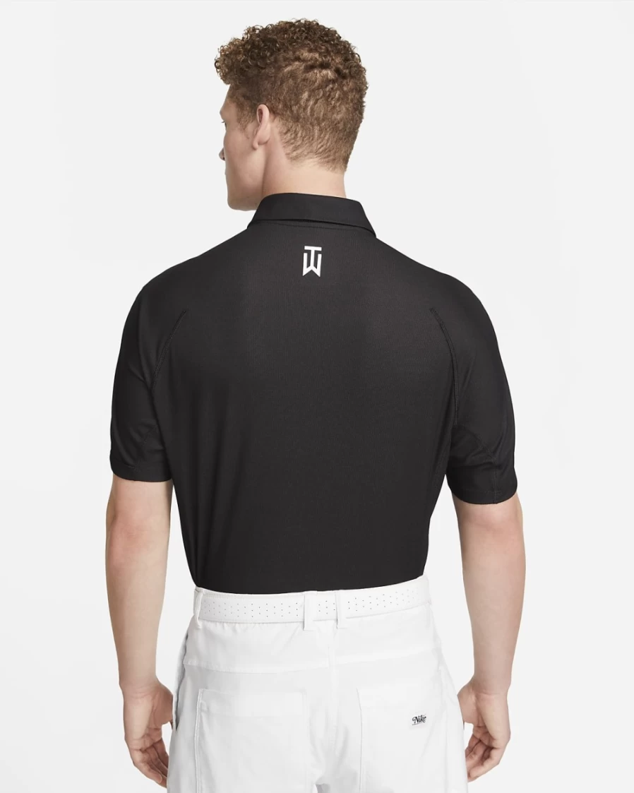 Nike Dri-FIT Tiger Woods Men's Black Golf Polo Shirt - Moisture-Wicking Performance Tee for Men