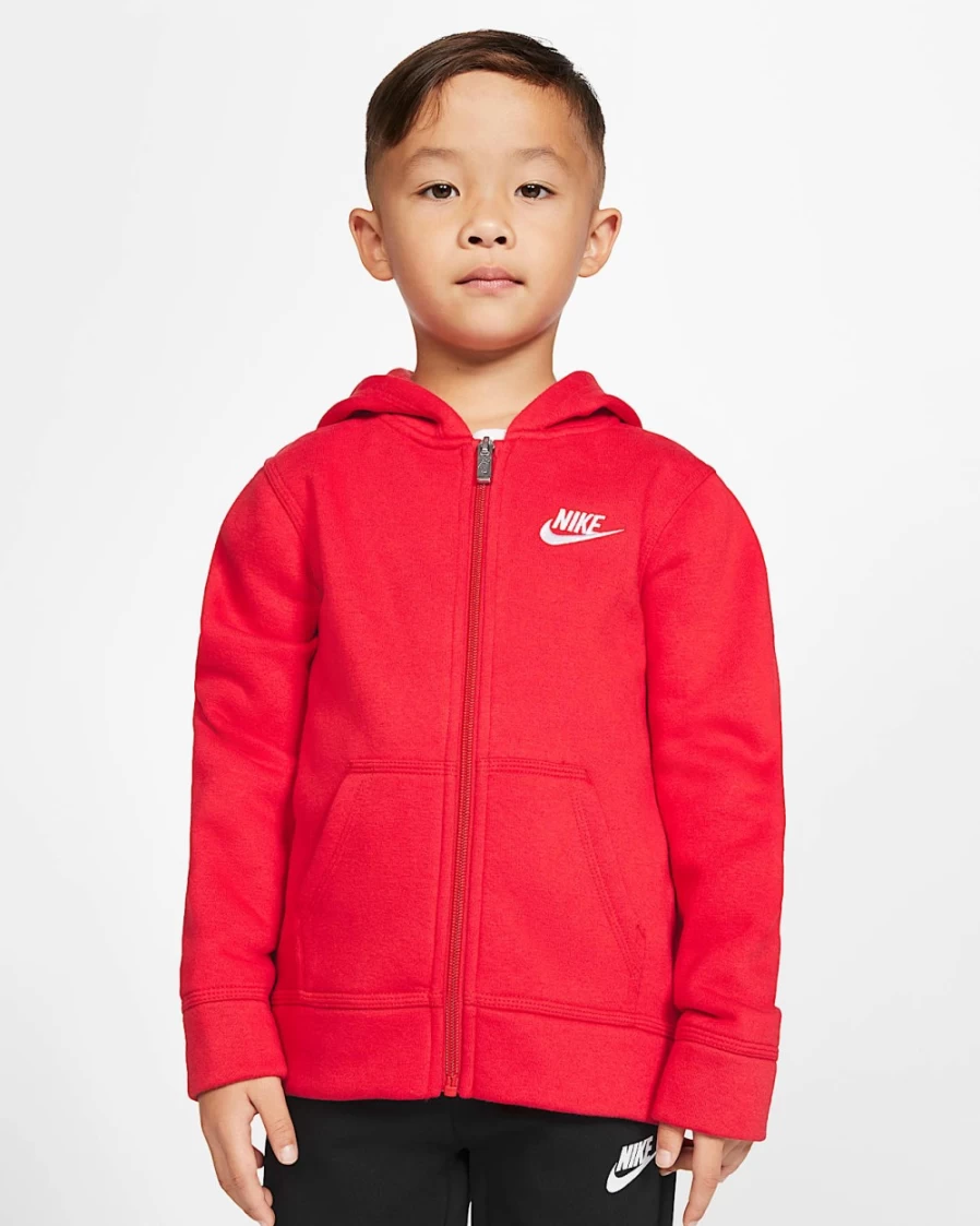 Nike Sportswear Club Fleece Boys & Girls Full-Zip Hoodie - University Red