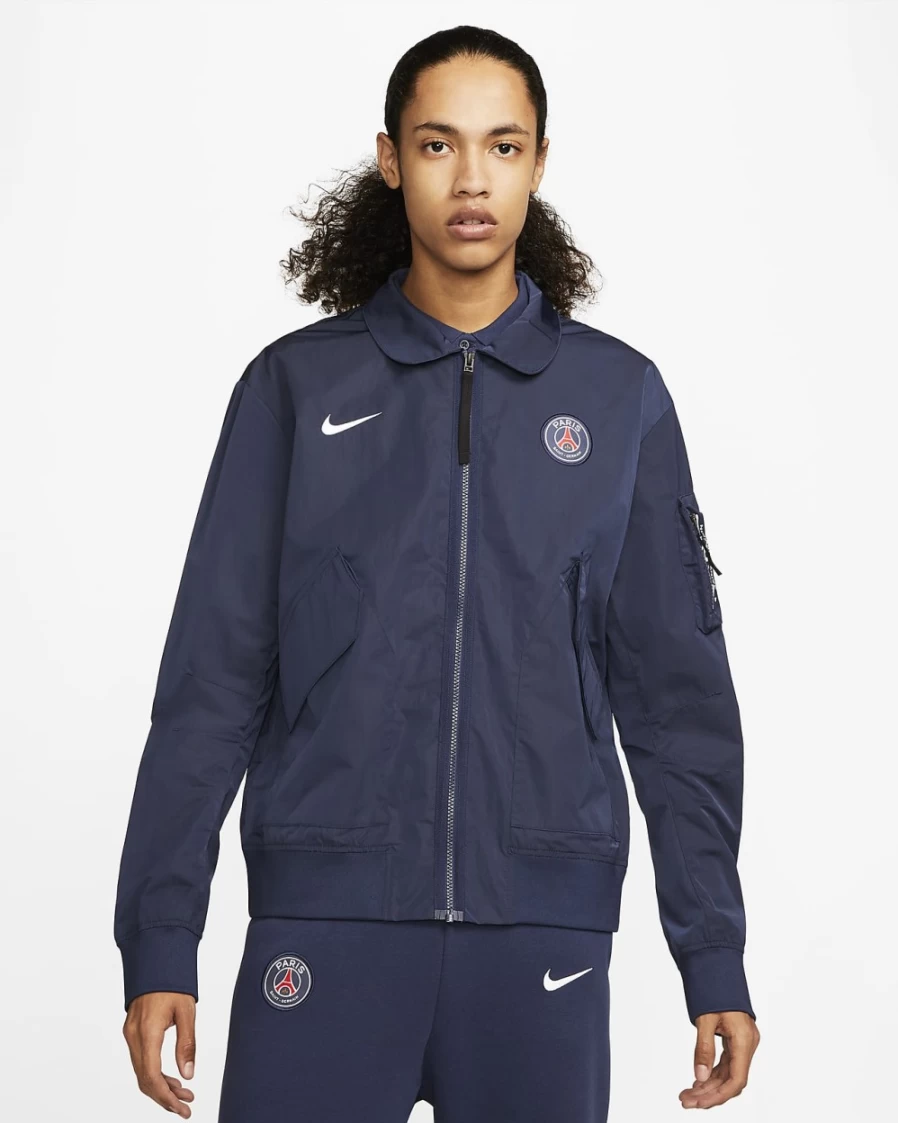 Nike Men's Paris Saint-Germain Midnight Navy Bomber Jacket - Unlined Sporty Style