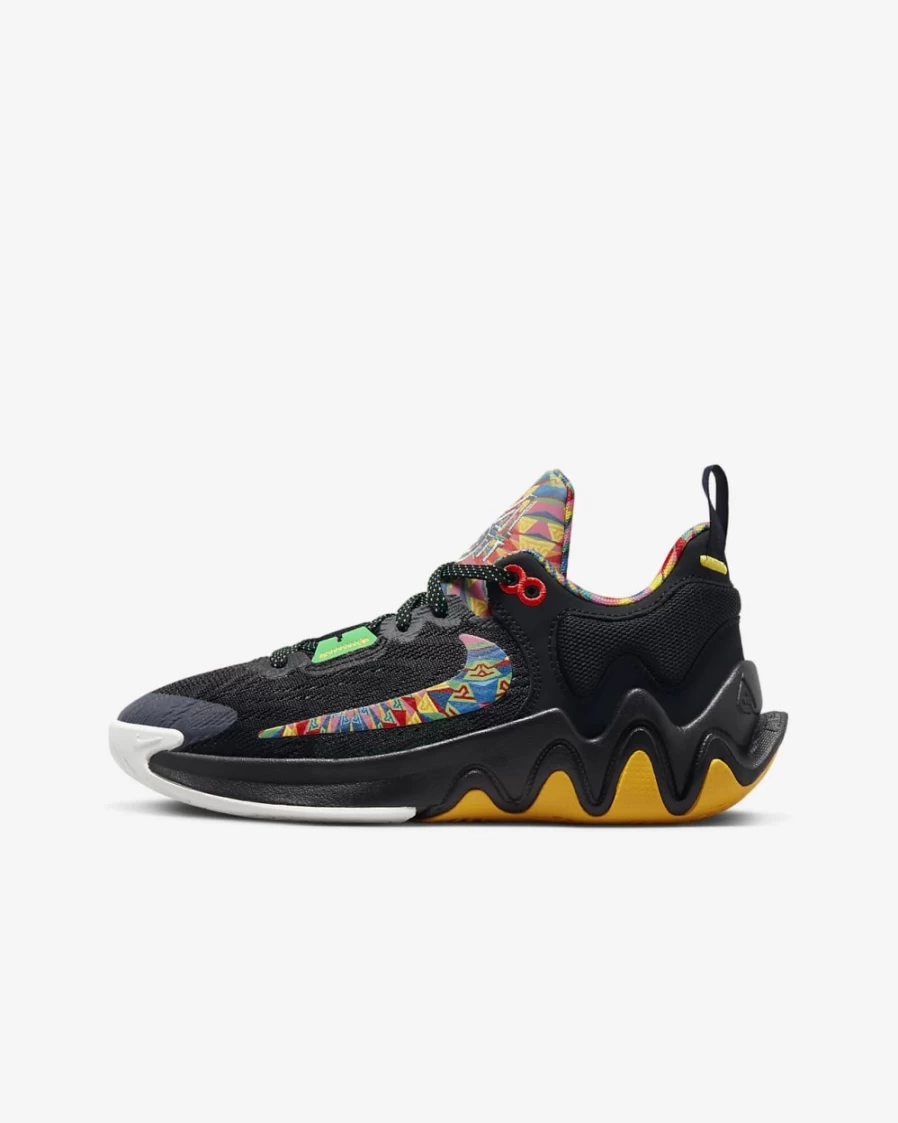 Nike Giannis Immortality 2 Basketball Shoes for Kids - Black/Electric Algae/University Gold/Pink Glow - Boys & Girls