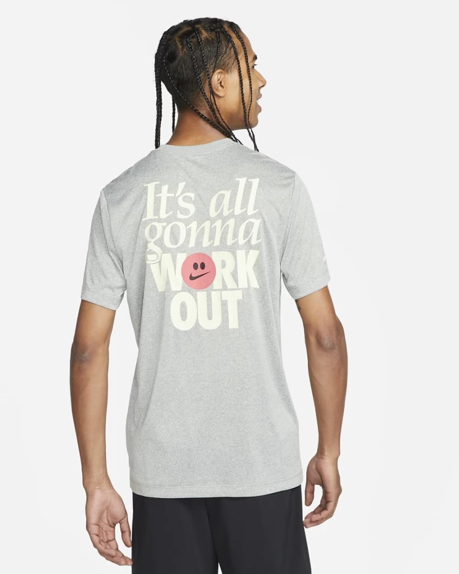 Nike Dri-FIT Men's Training T-Shirt - Tumbled Grey, Flat Silver, Heather - Moisture-Wicking Workout Top