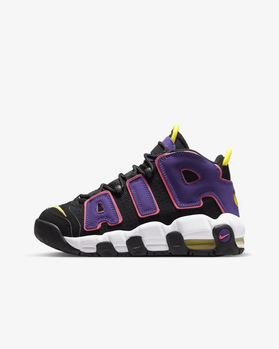 Nike Air More Uptempo Big Kids' Sneakers for Boys & Girls - Black/Court Purple/Hyper Pink/Multi-Color