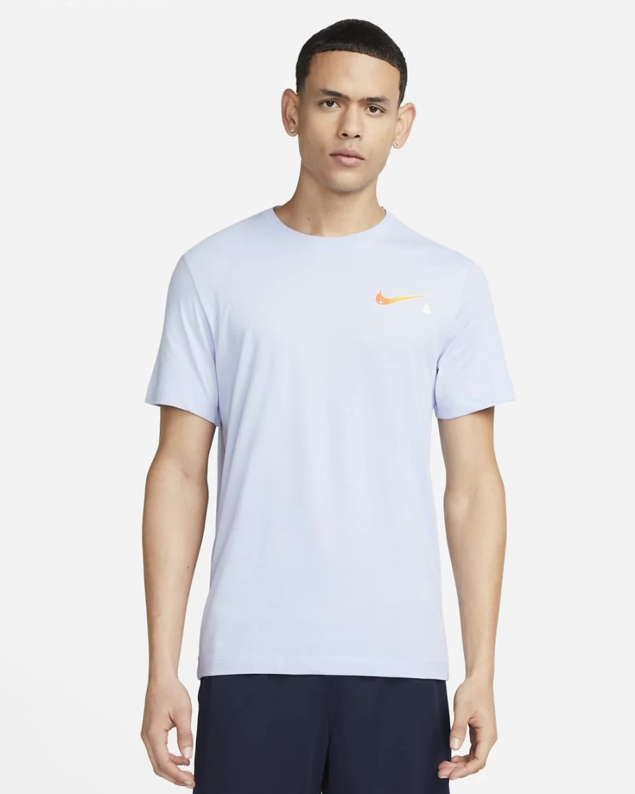 Nike Dri-FIT Men's Yoga T-Shirt in Cobalt Bliss - Moisture-Wicking Workout Top