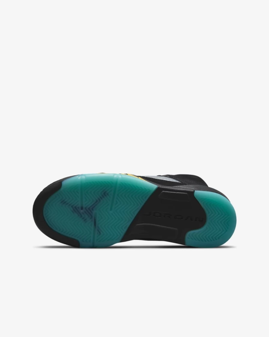 Nike Air Jordan 5 Retro Big Kids' Sneakers in Black/Taxi/Aquatone for Boys and Girls