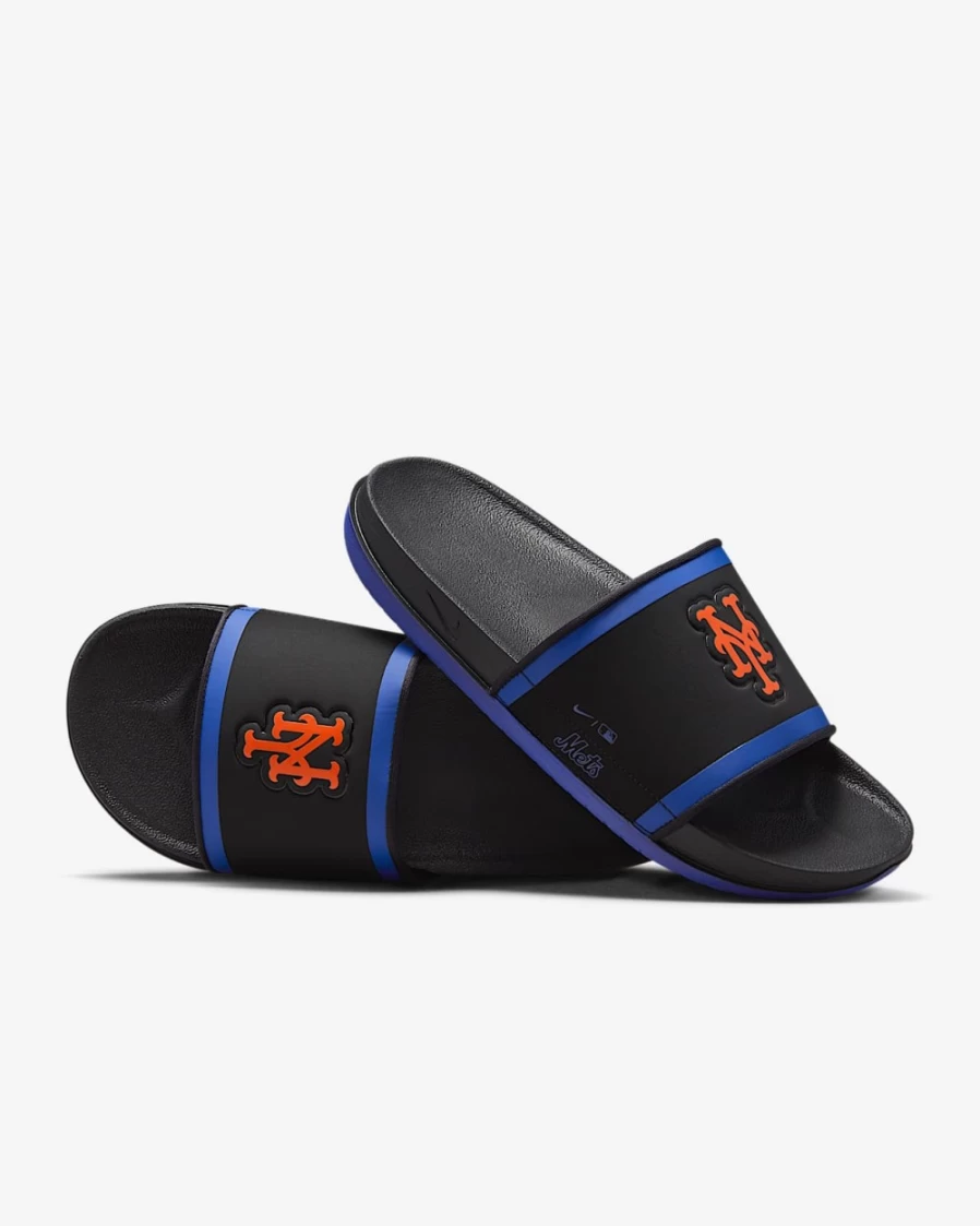 Nike Offcourt Slide Sandals for Men - New York Mets Team Edition in Black, Rush Blue & Team Orange