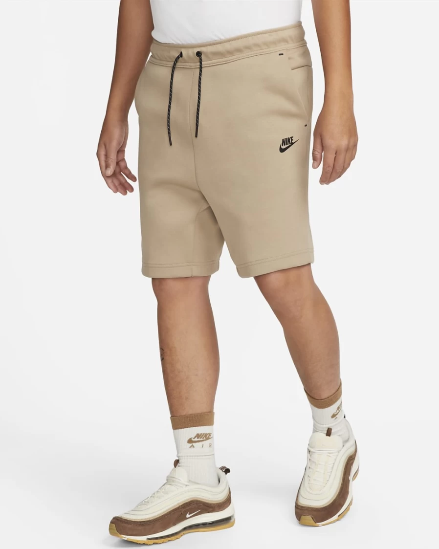 Nike Men's Tech Fleece Shorts in Khaki/Black - Lightweight Comfort for Training & Casual Wear
