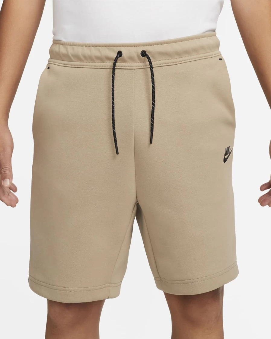 Nike Men's Tech Fleece Shorts in Khaki/Black - Lightweight Comfort for Training & Casual Wear