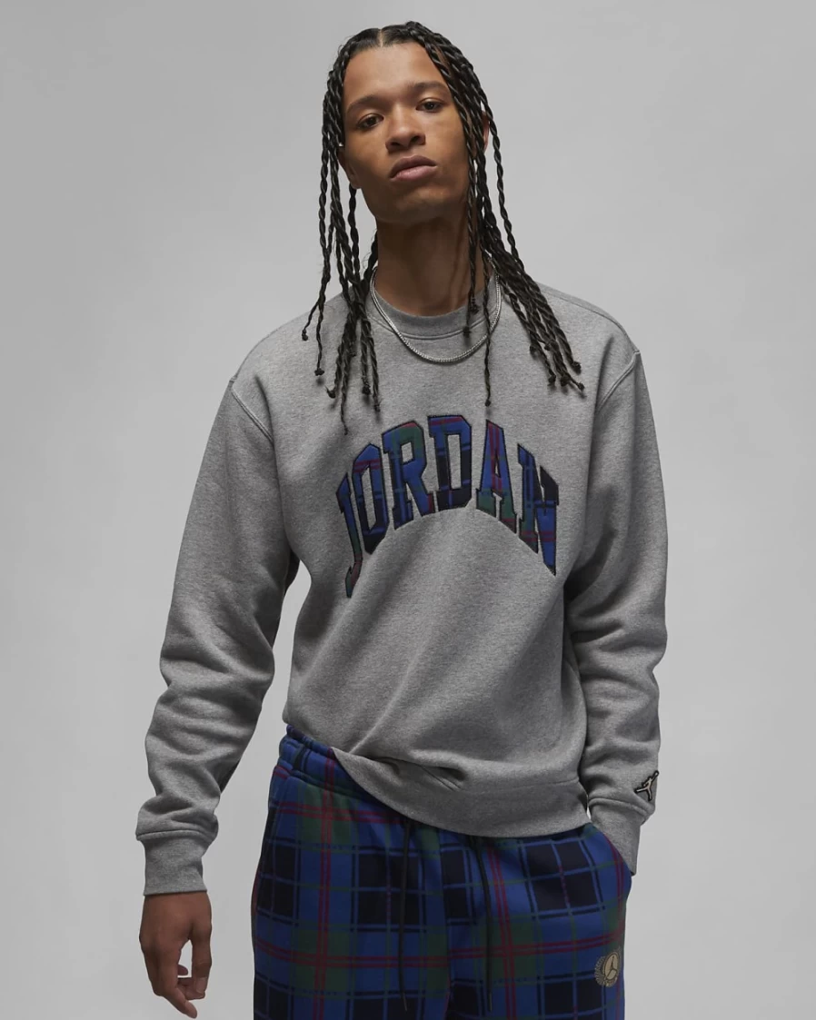 Nike Jordan Essential Holiday Men's Fleece Crew Sweatshirt - Carbon Heather, Light Concord, Rattan