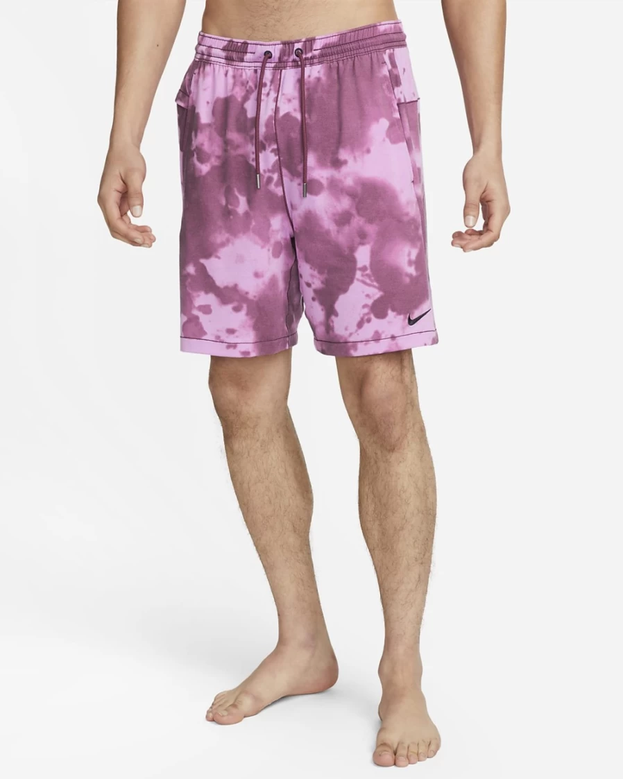 Nike Dri-FIT Men's Yoga Shorts 7" - Rosewood/Rush Fuchsia/Black Breathable Workout Shorts for Men