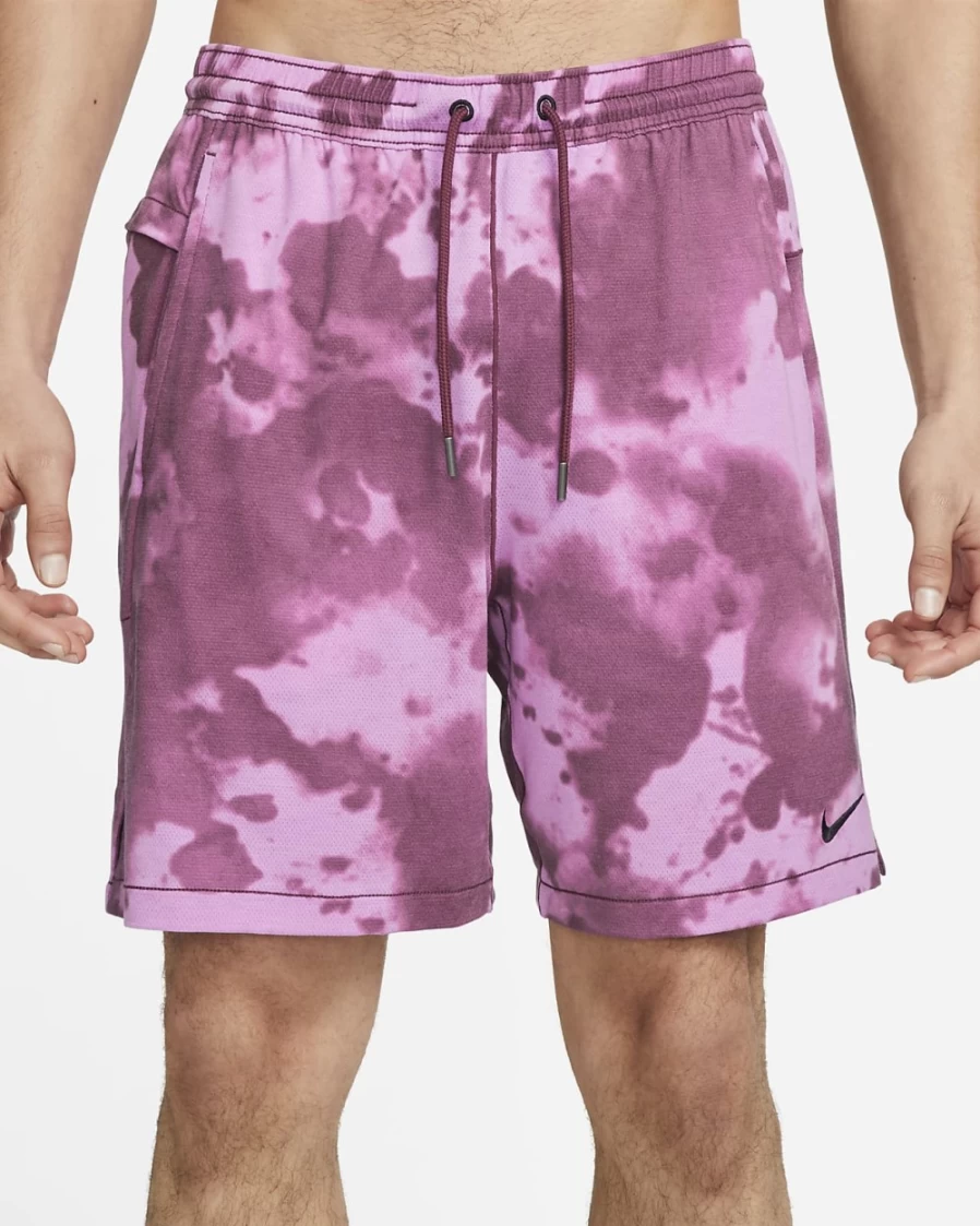 Nike Dri-FIT Men's Yoga Shorts 7" - Rosewood/Rush Fuchsia/Black Breathable Workout Shorts for Men