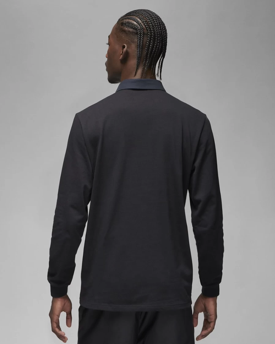 Nike Jordan Essentials Men's Rugby Top - Black & Gym Red Athletic Shirt