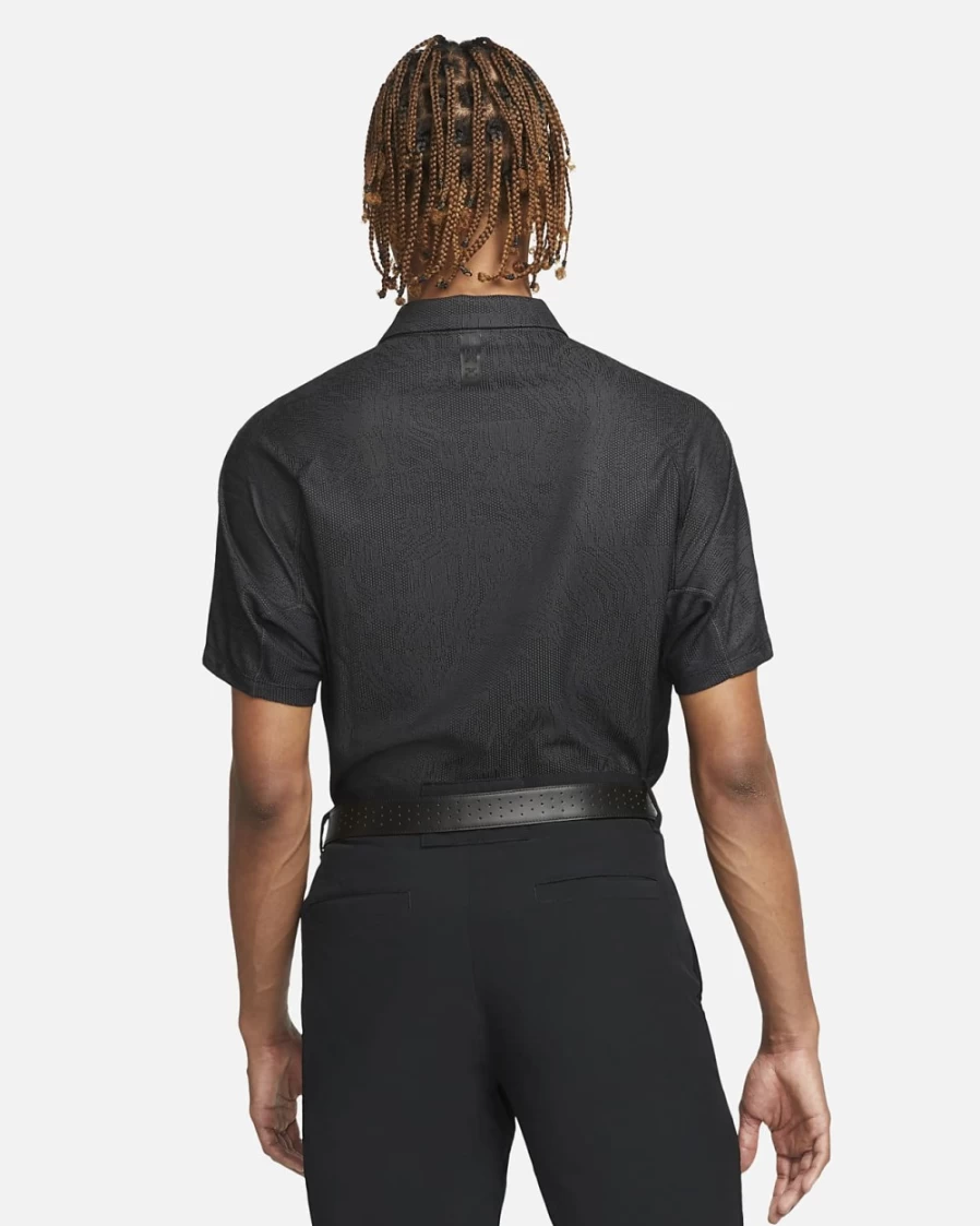Nike Dri-FIT ADV Tiger Woods Men's Golf Polo Shirt - Dark Smoke Grey, Black & White Performance Tee