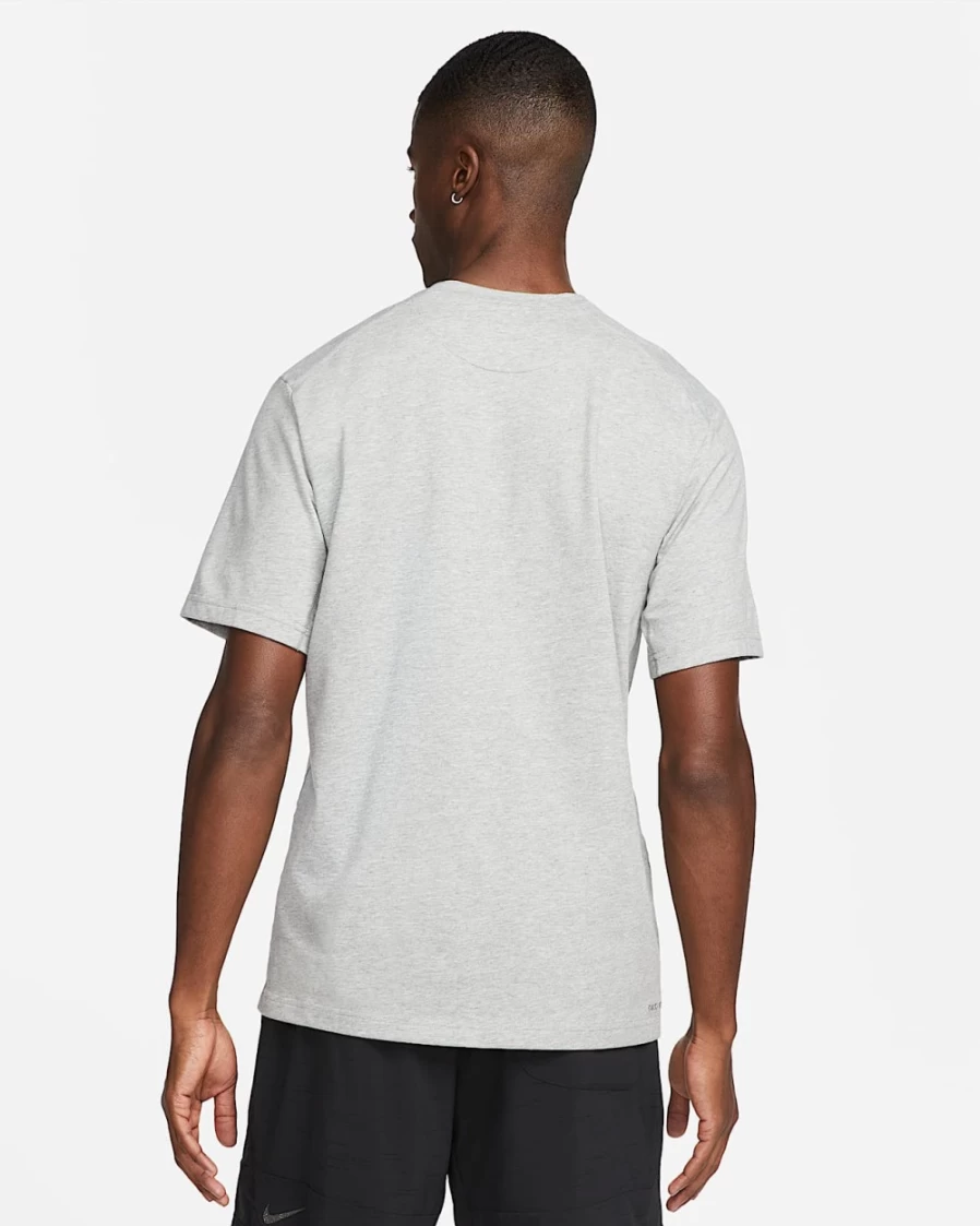 Nike Dri-FIT Men's Fitness T-Shirt - Dark Grey Heather/Heather/Smoke Grey - Moisture-Wicking Workout Top