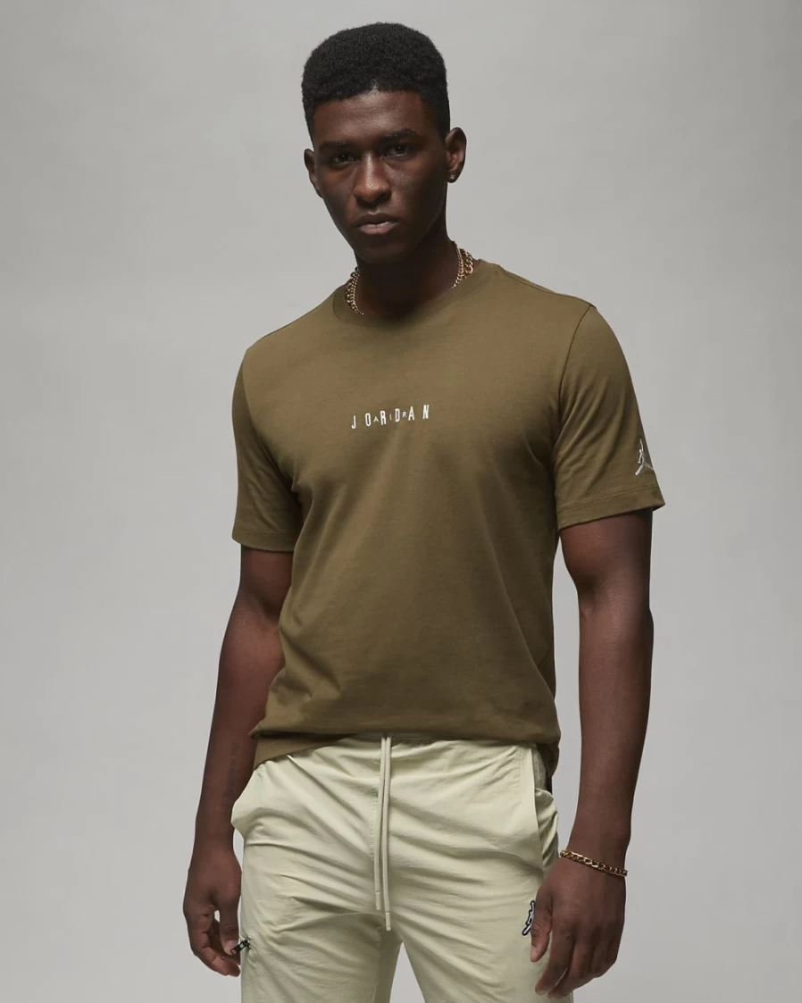 Nike Jordan Air Men's Light Olive/Sail T-Shirt - Official Logo Tee